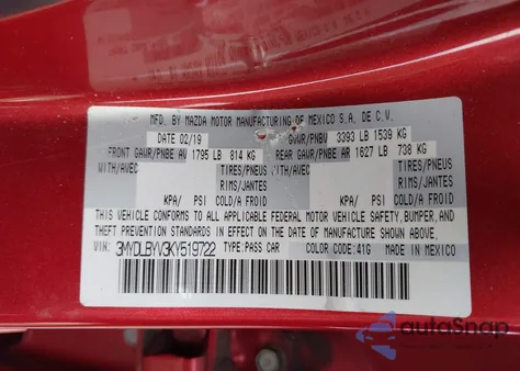 2019 Toyota Yaris Le from USA, damaged, VIN 3MYDLBYV3KY519722